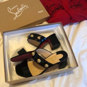 Louboutin “Billie” gold sandals